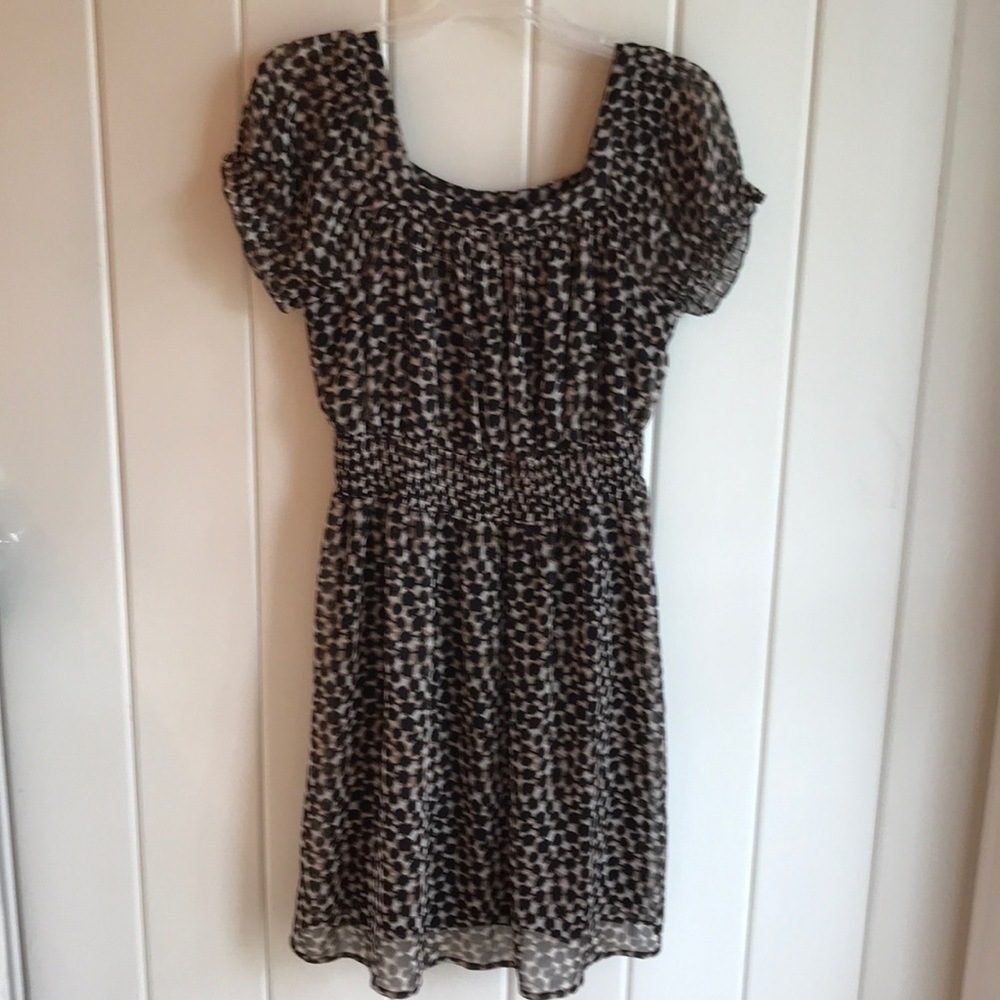 Printed Square neck/smocked dress
